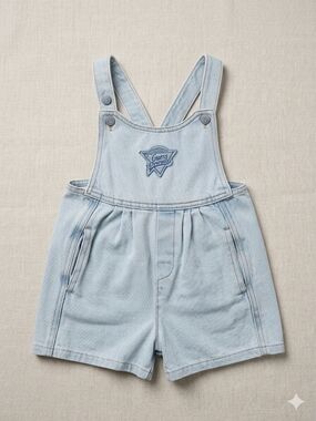 Vintage Guess Kids' Light Blue Denim Short Overalls Size 4T